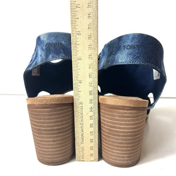 TOMS Ortholite Women's 12 Navy Blue Suede/Washed Denim Sling Back Heel Sandals - Picture 7 of 9